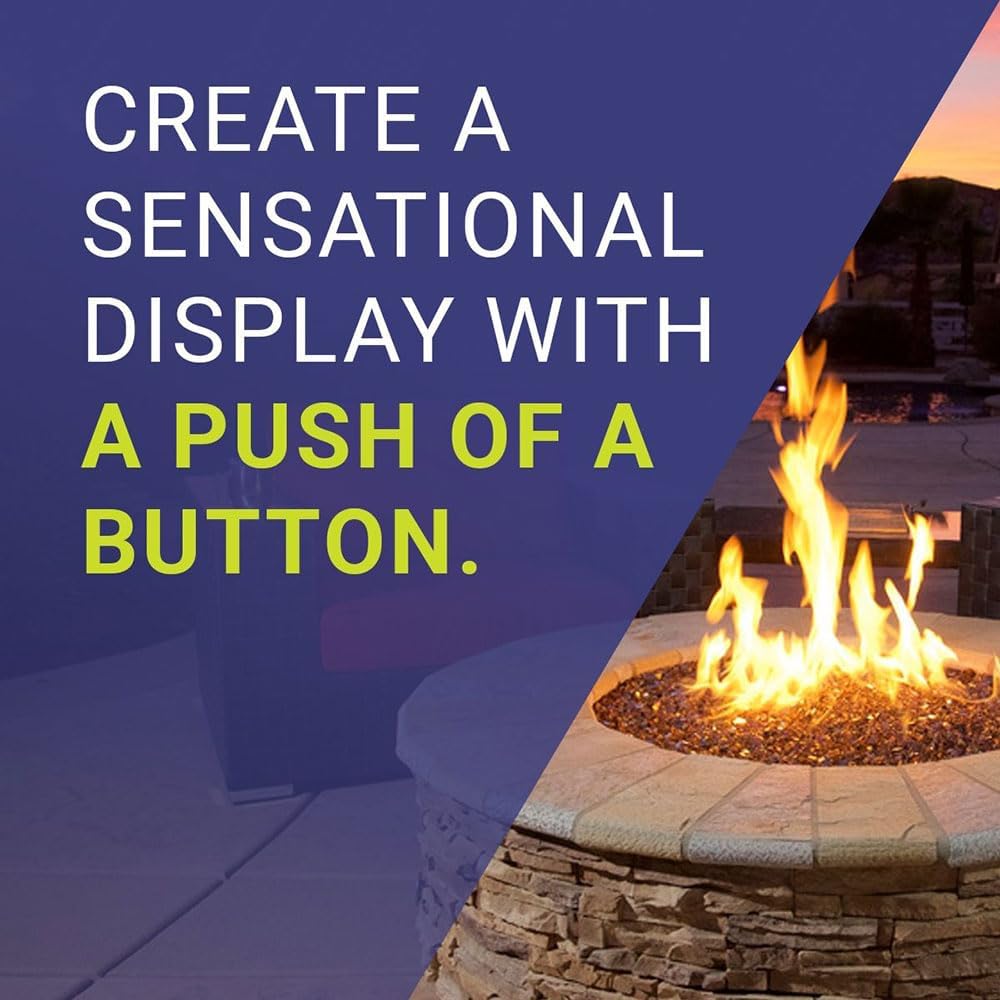 American Fireglass SS-AFPPKIT-N-18 Natural Gas 18" x 6" Rectangular Stainless Steel Drop in Fire Pit Pan with Spark Ignition Kit