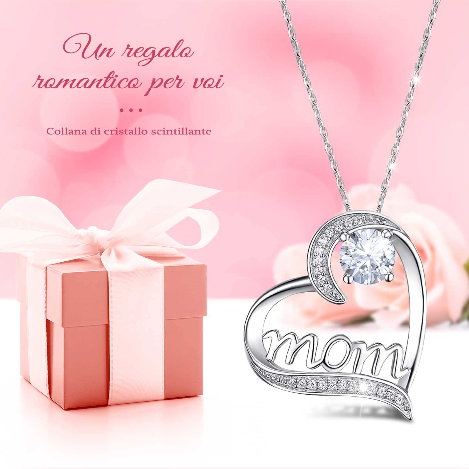 Sunia Festa della Mamma Idee Regalo, Vera Rosa Eterna con Collana Argento 925 Donna, Migliore Mamma del Mondo, Rosa Eterna Stabilizzata, Regalo Donna Compleanno