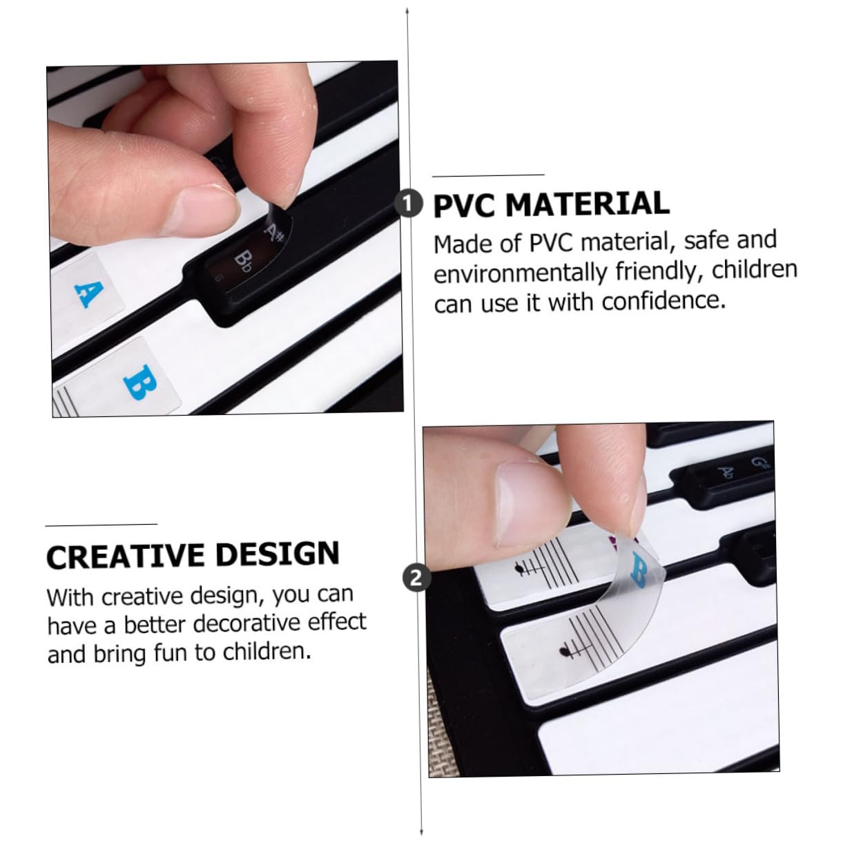 ifundom Beginner Learning Piano Keyboard Stickers Easy Peel Stick Thinner Material for Comfort Piano Sticker Label Pack of 1 Sheet