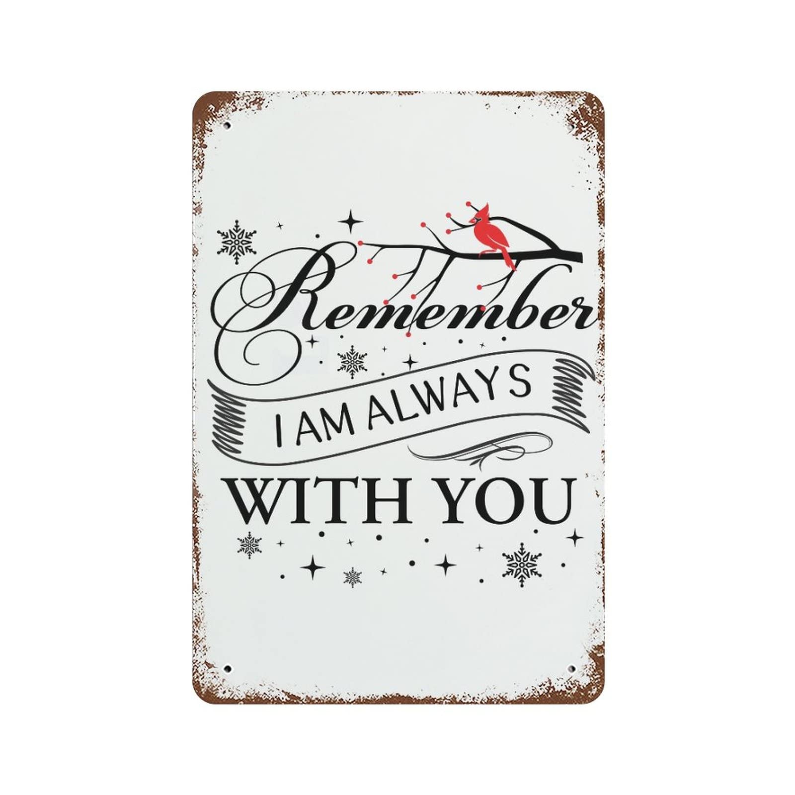 Plaque en métal Remember I Am Always with You Cardinals : déco murale 30,5 x 45,7 cm pour jardin