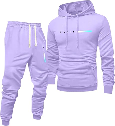 Mens Track Suits 2 Piece Set Ribbed Cuffs Hoodies and Sweatpants Active with Poc
