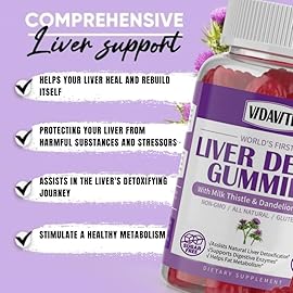 VIDAVITE Liver Cleanse Detox & Repair Gummies - Sugar-free, US-Made, 1500mg Milk Thistle Supplement with Artichoke, Dandelion and 20+ Herbs - Liver Support Supplement for Men & Women(60 Vegan Gummies)