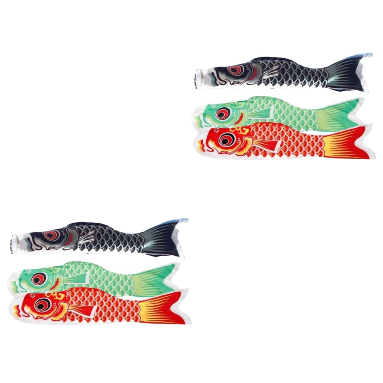 Lot de 6 koinobori rouge noir vert pour la décoration extérieure du jardin