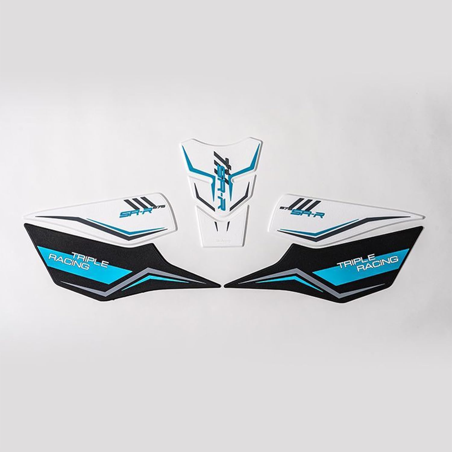 White and Blue Fuel Tank Stickers Kit Anti Slip Anti Scratch Gas Tank Stickers Compatible with CFMOTO 675SS 2025,Firmly Sticked,Increase Friction,Especially Designed,CFMOTO 675SS Accessories