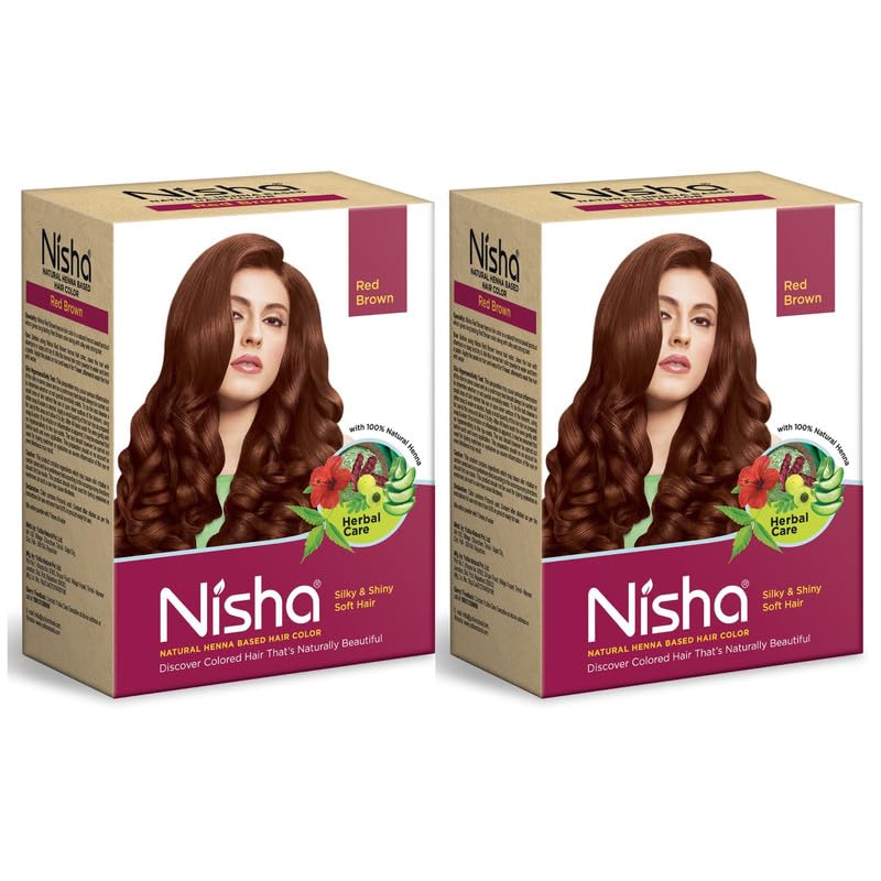 Nisha Natural Henna Powder Tinte Rojo Marrón 2 x 90g miniatura 1