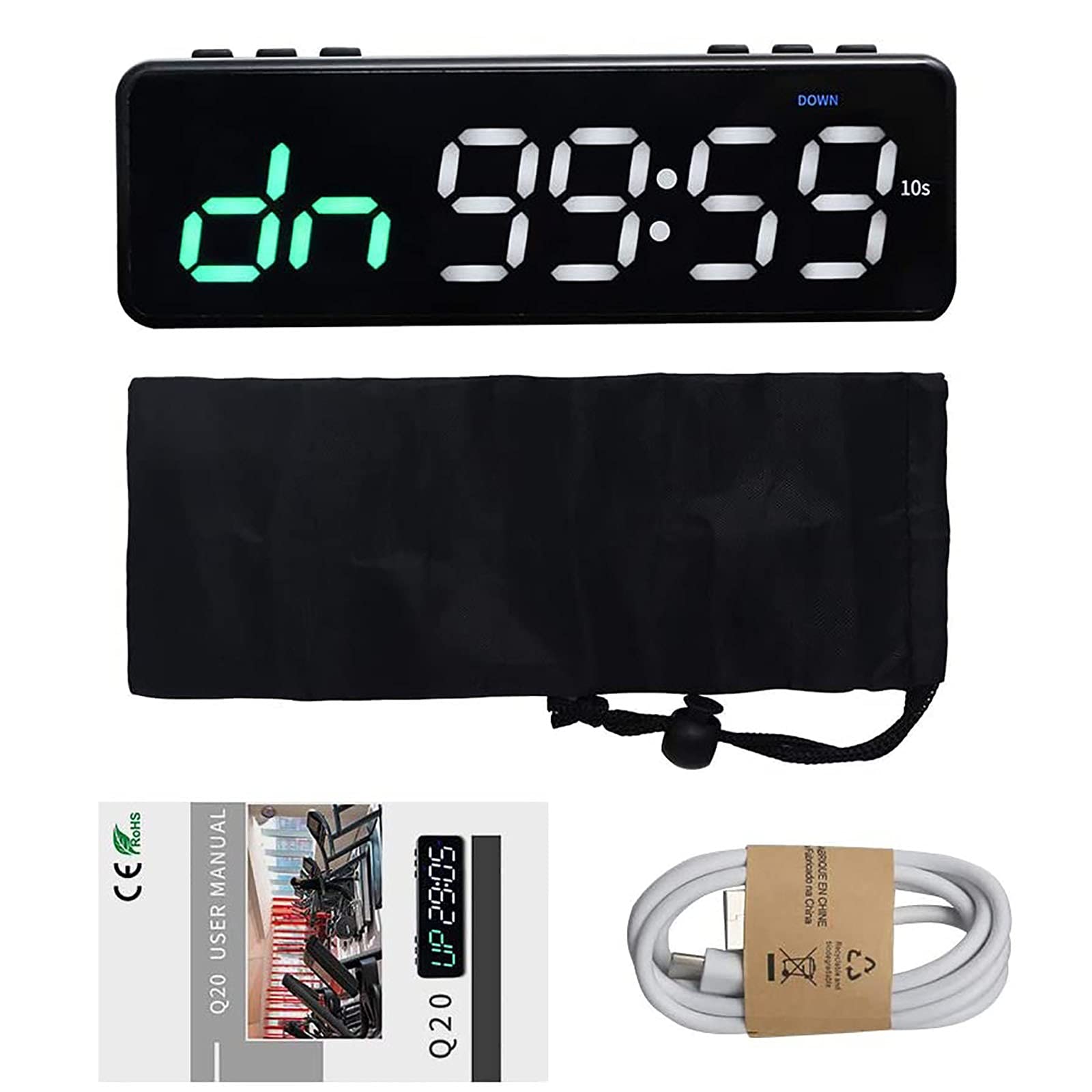 Timer fitness portatile con controllo app Bluetooth, timer a intervalli magnetici, TABATA, EMOM, FGB, MIIT, cronometro, conto alla rovescia, progettato per l'allenamento HIIT, livelli di abilità