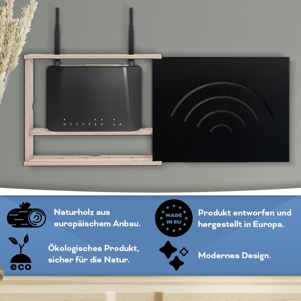 OHANA Router Cabinet - Router Storage Box - WiFi Shelf - Router Hide - Wall Box, Black, 40x9.5x34 - Image 3