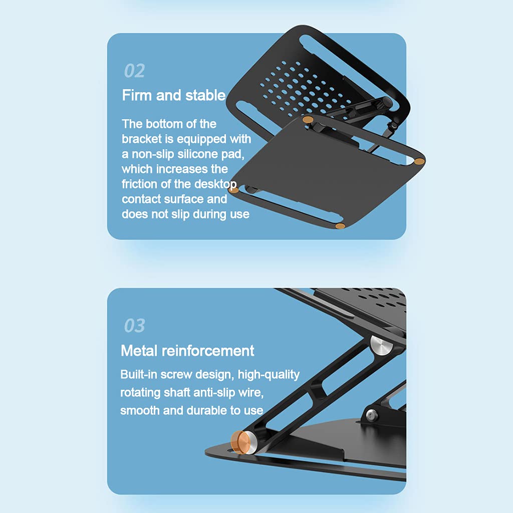 Supporto pieghevole in lega di alluminio per cuscinetto di raffreddamento, supporto da scrivania, supporto di raffreddamento regolabile per computer portatile, supporto verticale per laptop