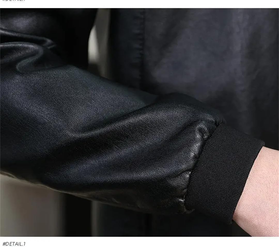 Męska wiosenna skórzana kurtka wiatroszczelna z poliuretanu o kroju slim fit z okrągłym dekoltem motocykl biznes płaszcze