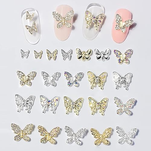 22 dijes de mariposa 3D para uñas cristales y diamantes de imitación cristales y diamantes de imitación lazo de mariposa para arte de uñas diseño de
