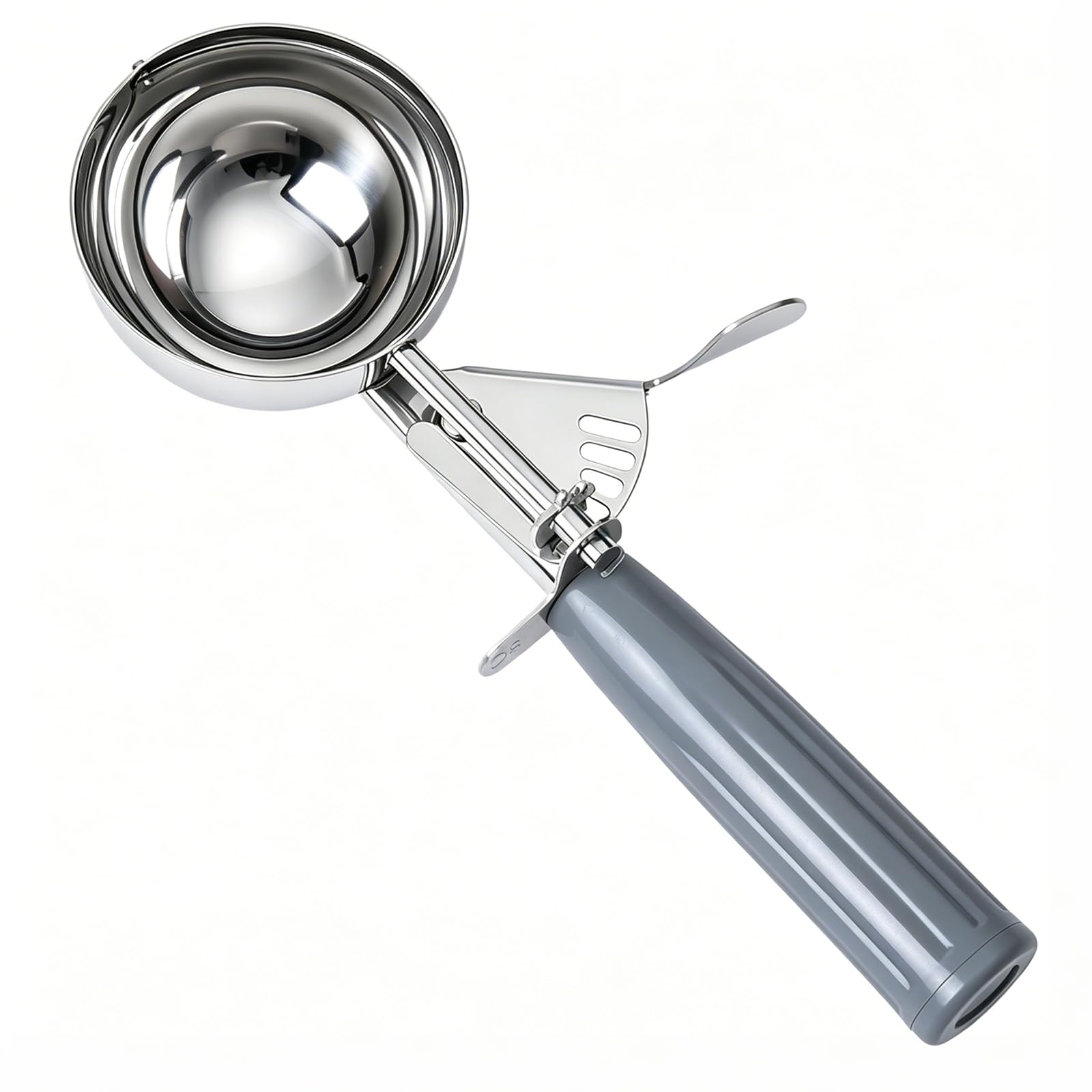 Fayomir 4 oz Scoop, Large Ice Cream Scoop with Trigger, #8 Portion Scoop | Muffin Scoop, Cookie Scoop, Gray Handle, Food Scoop for Ice Cream, Muffin, Cupcake Batter, Mashed Potato, Cookie Dough