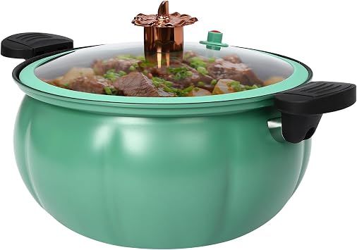 Micro Pressure Cooker, 8L Small Pumpkin Micro Pressure Pot, Micro-pressure Pot with Clear Lid, Cookware, Pots and Pans, Kitchen Tool Green