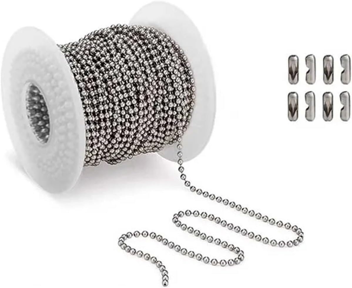 Ball chain, 30m Metal for Jewelry Making DIY Craft Supplies with 60pcs Connector for(Golden,1.5mm)