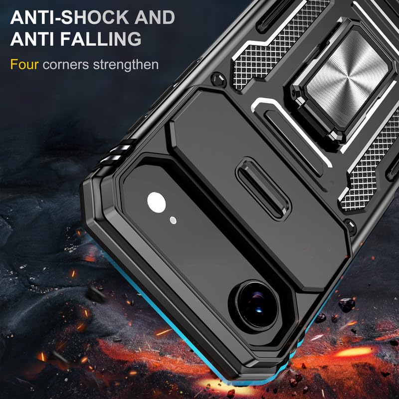 Image of Slide Camera Cover with Ring Holder Mobile Phone Back Cover for iPhone 17 Air - Black