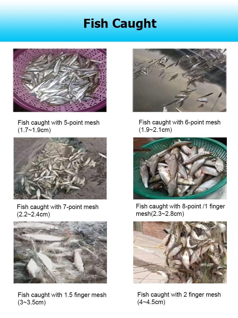 Red de Pesca de 3 Capas, 82-328 pies, Red hundida, atrapa más Peces fácilmente, Red de Lanzamiento, reutilización con Flotador, Malla de 2,3-12 cm