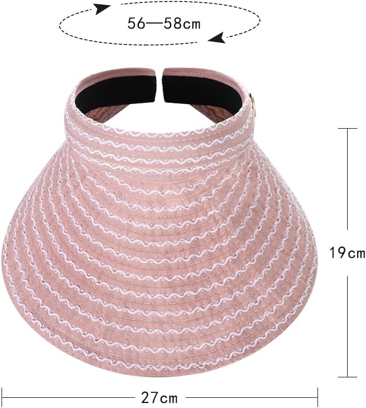 Sun Visor Hats Women Foldable Large Brim Summer UV Protection Beach Cap 2-in-1 Convertible Sun Visor Sun Hat Headband - Image 7