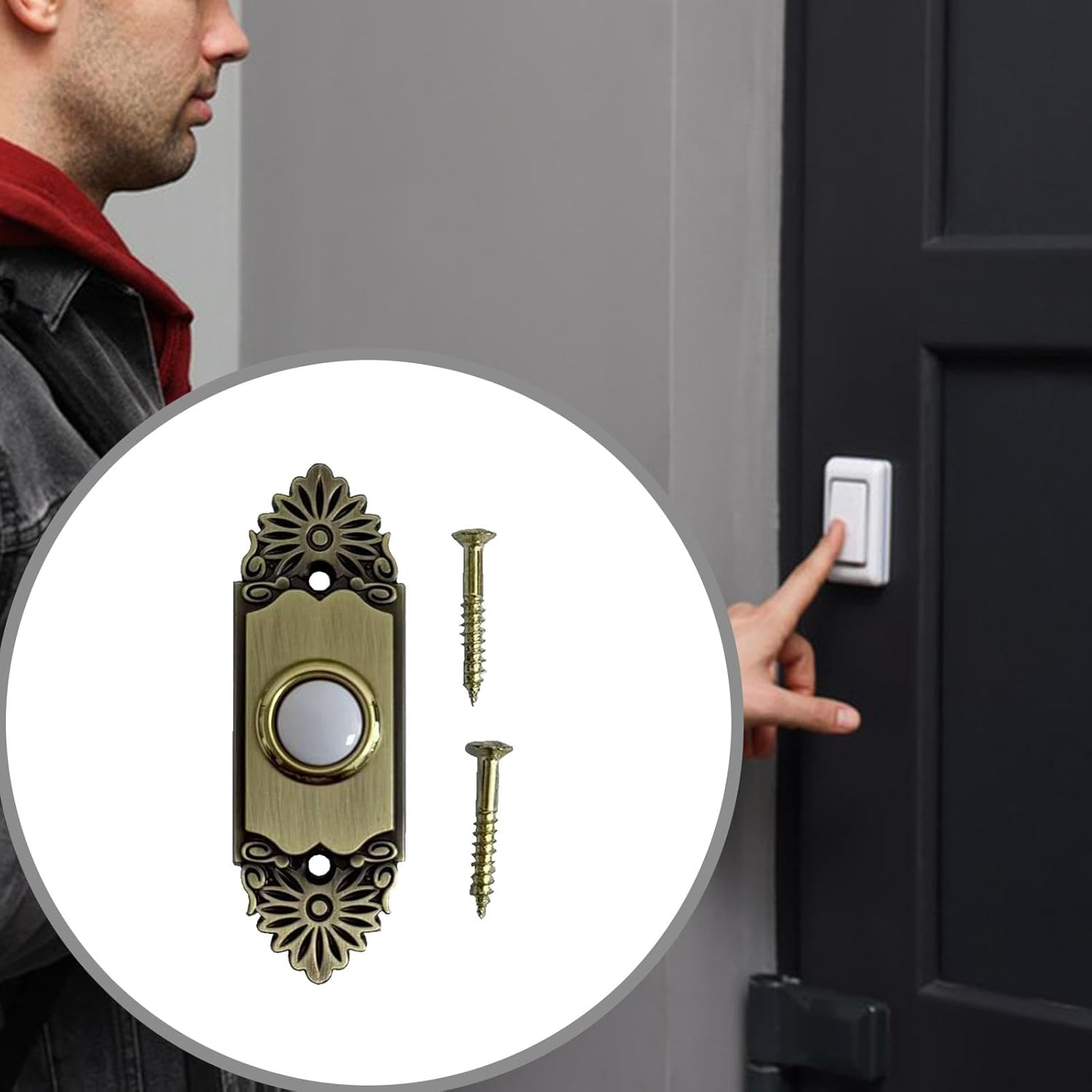 BNF® Lighted Doorbell Pushon Garage Door Opener Switch for Home Office Hotel-Home & Kitchen-Home Improvement-Electrical-Door Chimes & Bells-Push Buttons