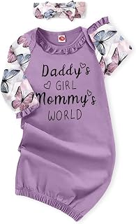 AMAWMW Newborn Baby Girl Little Sister Sleeper Gown Stripe Long Sleeve Nightgown Pajamas Gifts Stuff Essential Outfit
