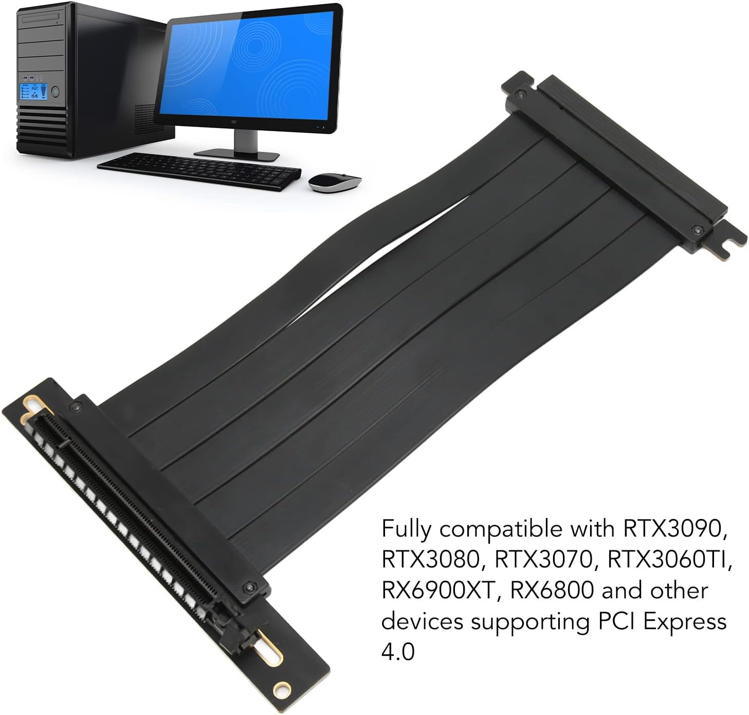 Bewinner PCIE 4.0 X16 Extender Riser Cable, Flexible High Speed PCIE 4.0 X16 Graphics Card Extension Cable,Plug and Play GUP Riser Adapter for Graphics Card (40cm)