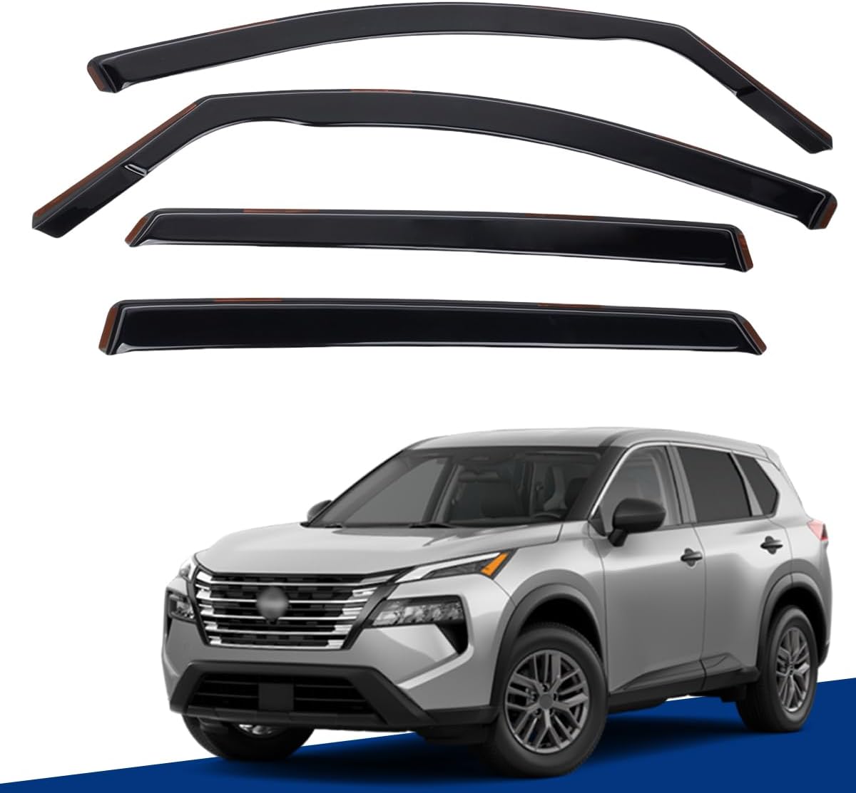 in-Channel Window Visors Compatible with Nissan Rogue 2021 2022 2023 2024,Rain Guards Sun Shields Window Deflector Wind Vent Visors,4PCS