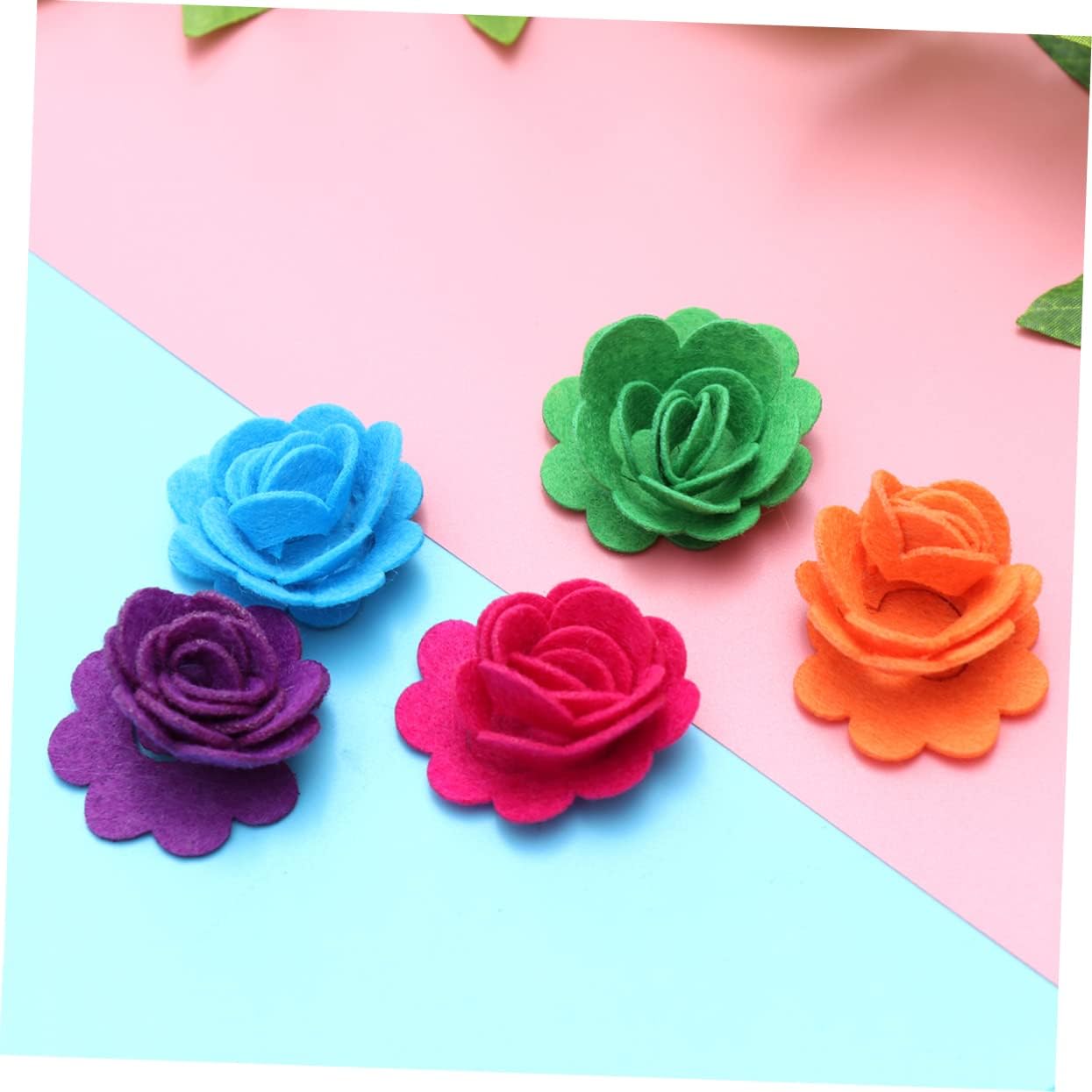 50pcs Mixed Die Cut Felt Floral Appliques for Sewing Crafts Lifelike Simulation Flowers for Hair Hats