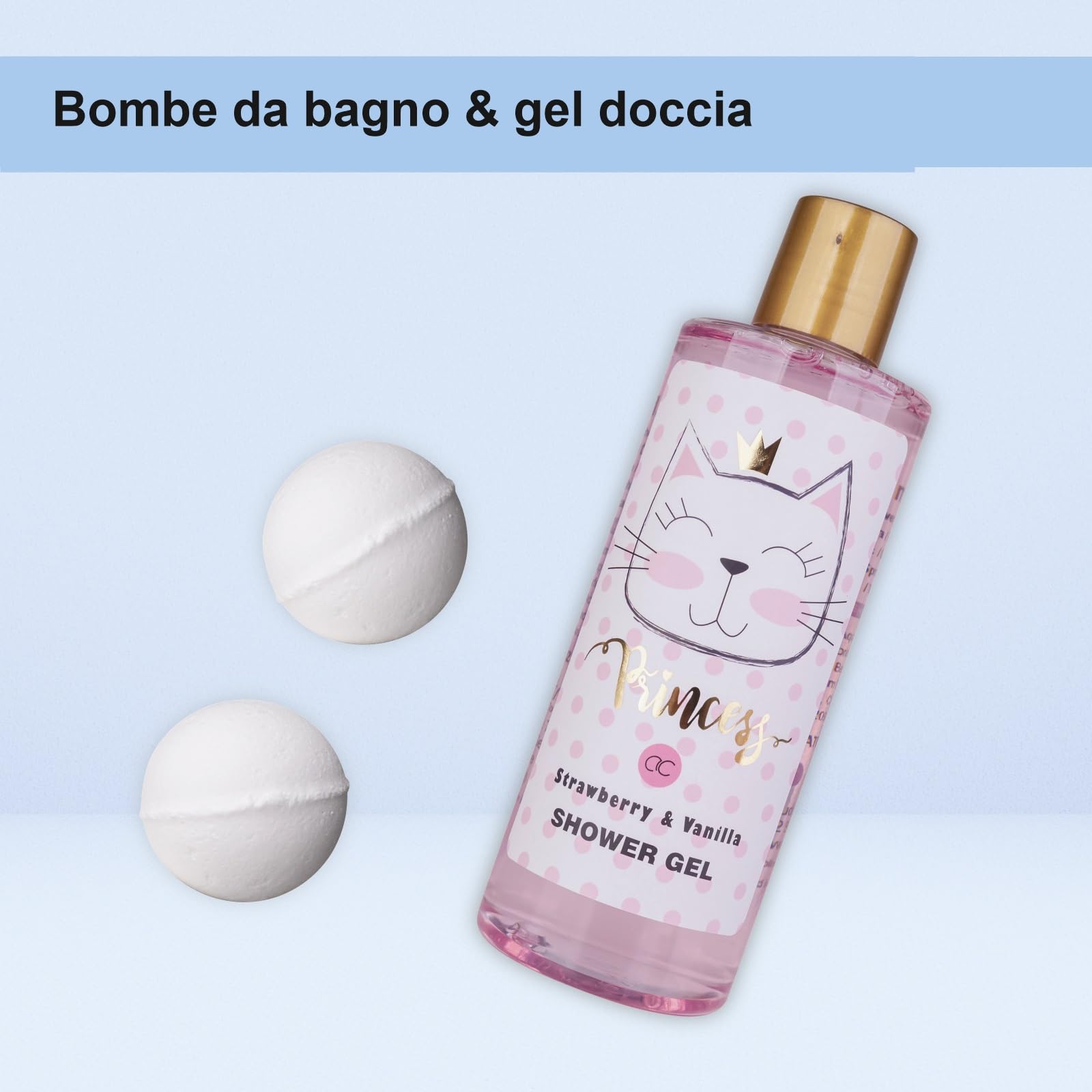 Accentra - Set Regalo Princess Kitty Per Bambina, Con Aroma Alla Fragola E Alla, 7 Pezzi, Colore: Rosa, Vaniglia