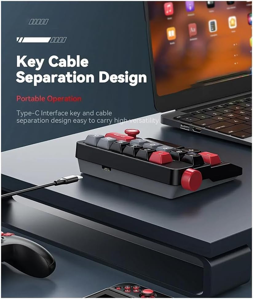 Image of Wired USB-C Connection Numeric Keypad Red Axis Programmable Hot Swap Compatible Mini Keyboard with Joystick Compatible with Windows PC, Numeric Keypad Mechanical Buttons Gaming