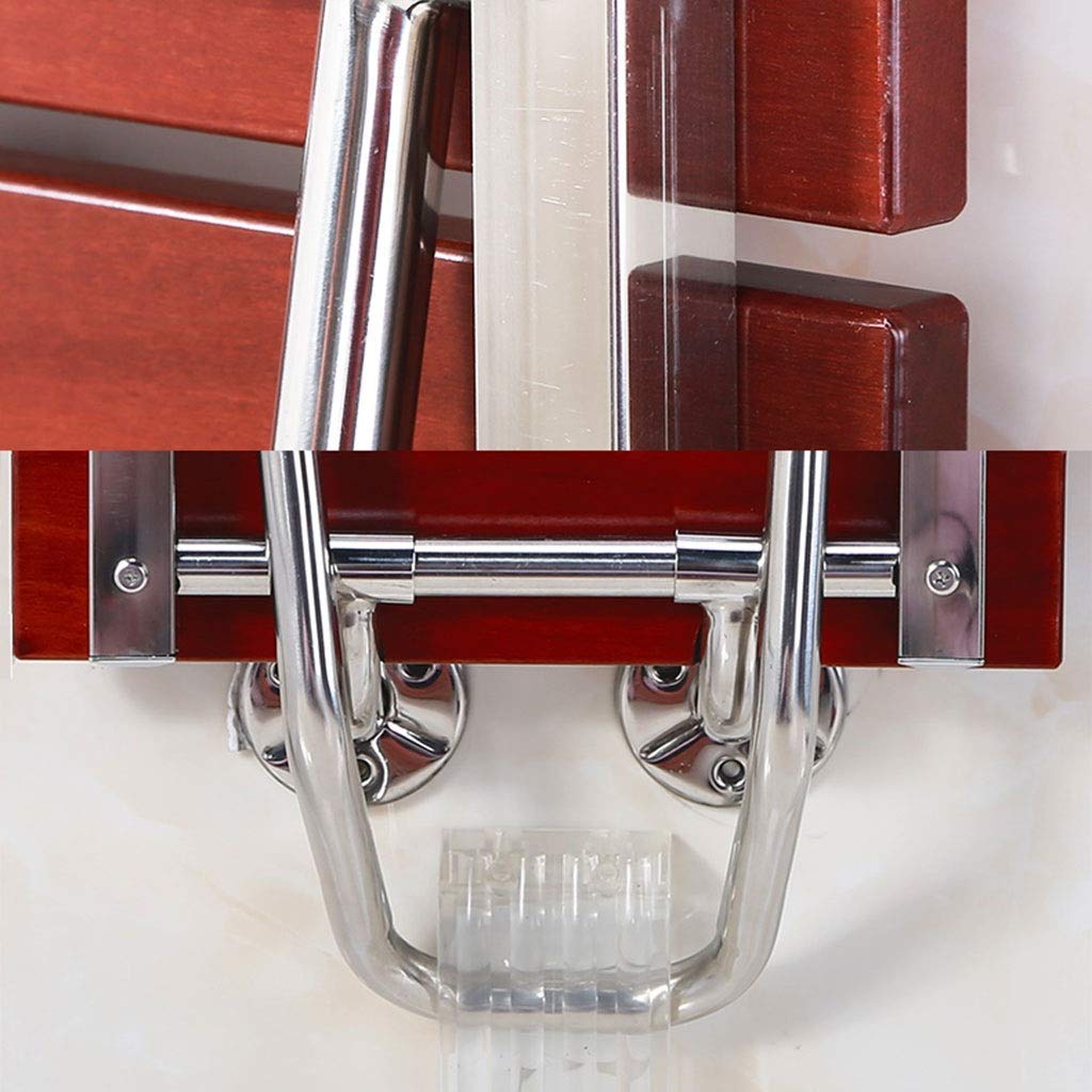 CHEWYNP Silla de baño Taburete de Ducha Asiento de Seguridad Baño Asiento de Ducha de Madera Maciza, Taburete de Ducha Plegable Montado en la Pared, Entrada del Pasillo del baño, Panel del