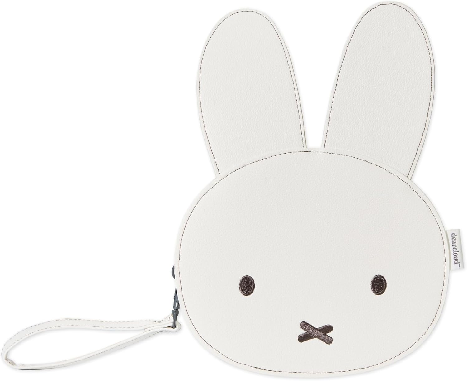 dearcloud Miffy Faux Leather Cosmetics Bag with Removable Wristlet Strap – Travel Case & Purse (Shaped like Miffy)