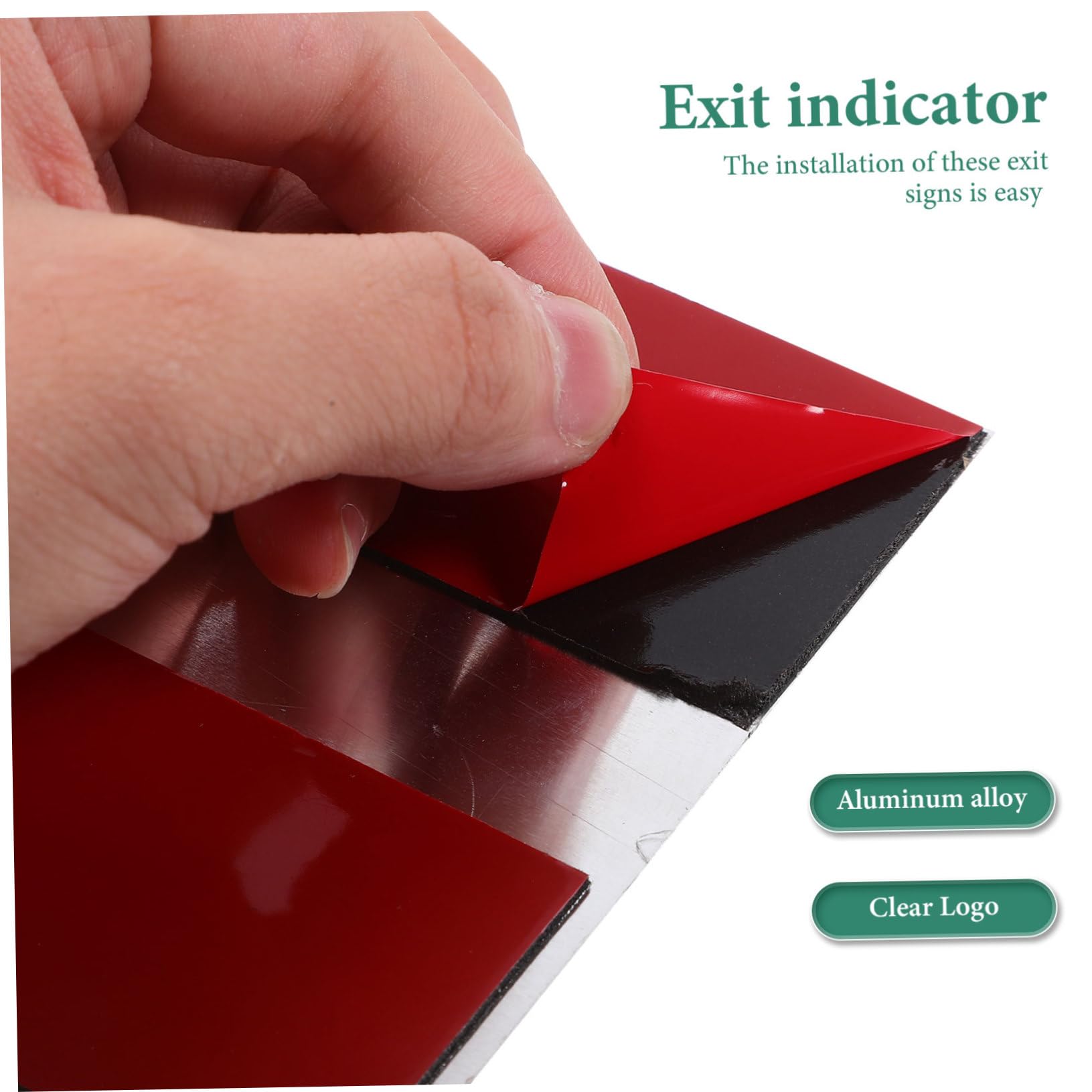Cartello Uscita di Emergenza 4 Pezzi Lega di Alluminio Verde | 4 Fori per Installazione Facile, Indicatore Sospeso, Uso per Business, Pubblico e Supermercato