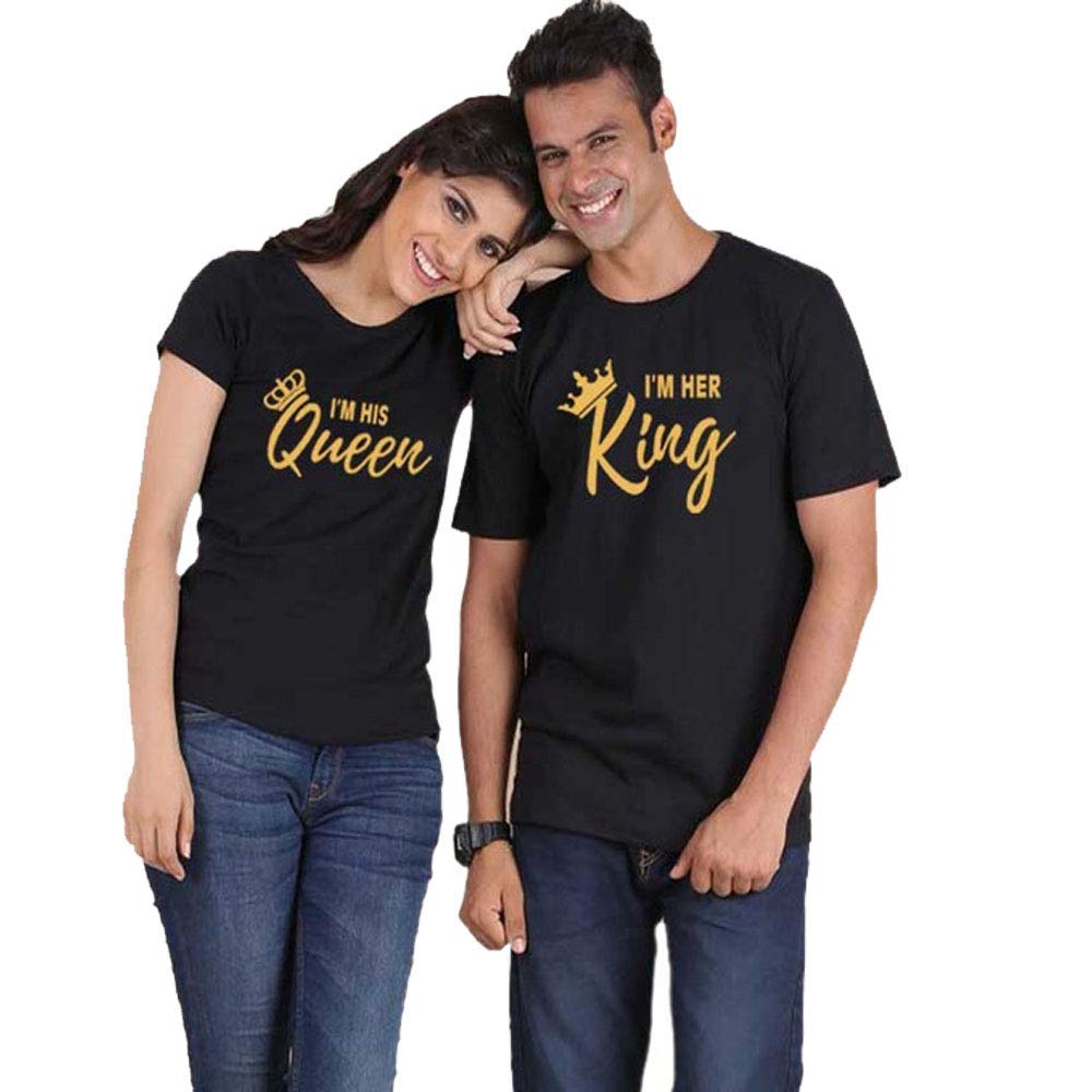 AvaatarCotton Couple t Shirts I am her King/I am his Queen