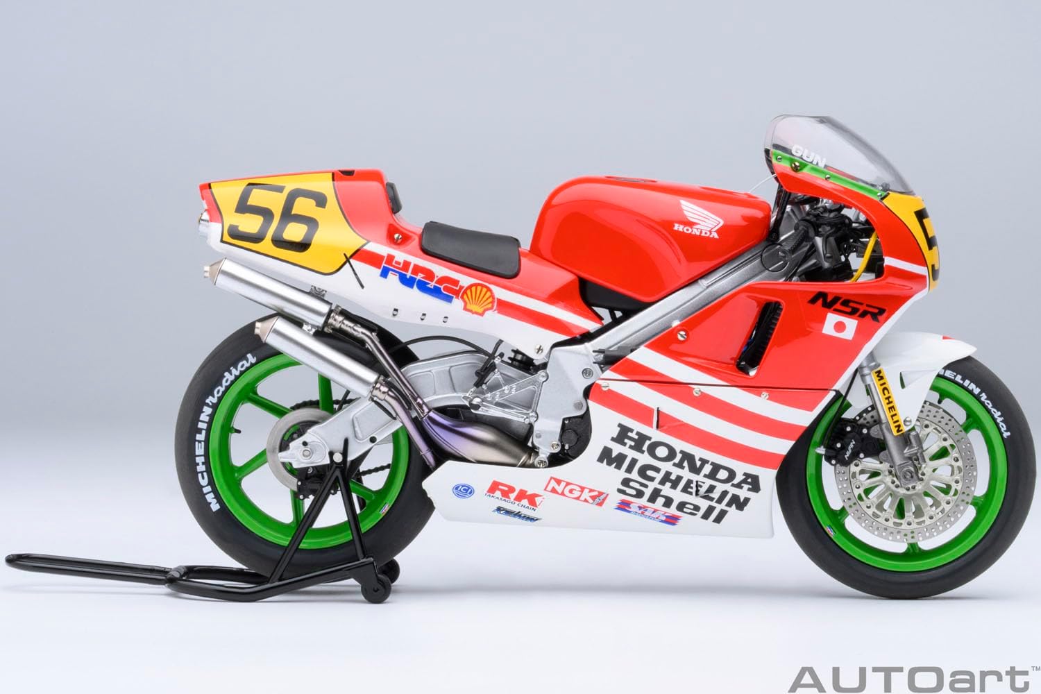 AUTOart NSR500 WGP500 Motorcycle #56 Red and White Baribari Legend (1986) OVA 1/12 Model 12566