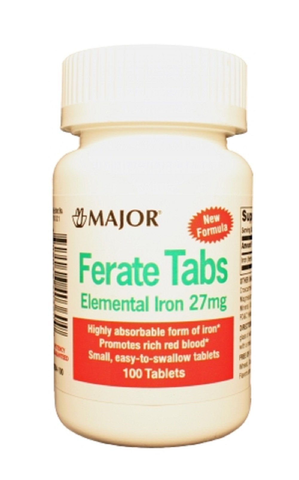 Major PharmaceuticalsFerate Elemental Iron 27mg Tab 100 TABLETS (Value Pack of 3)