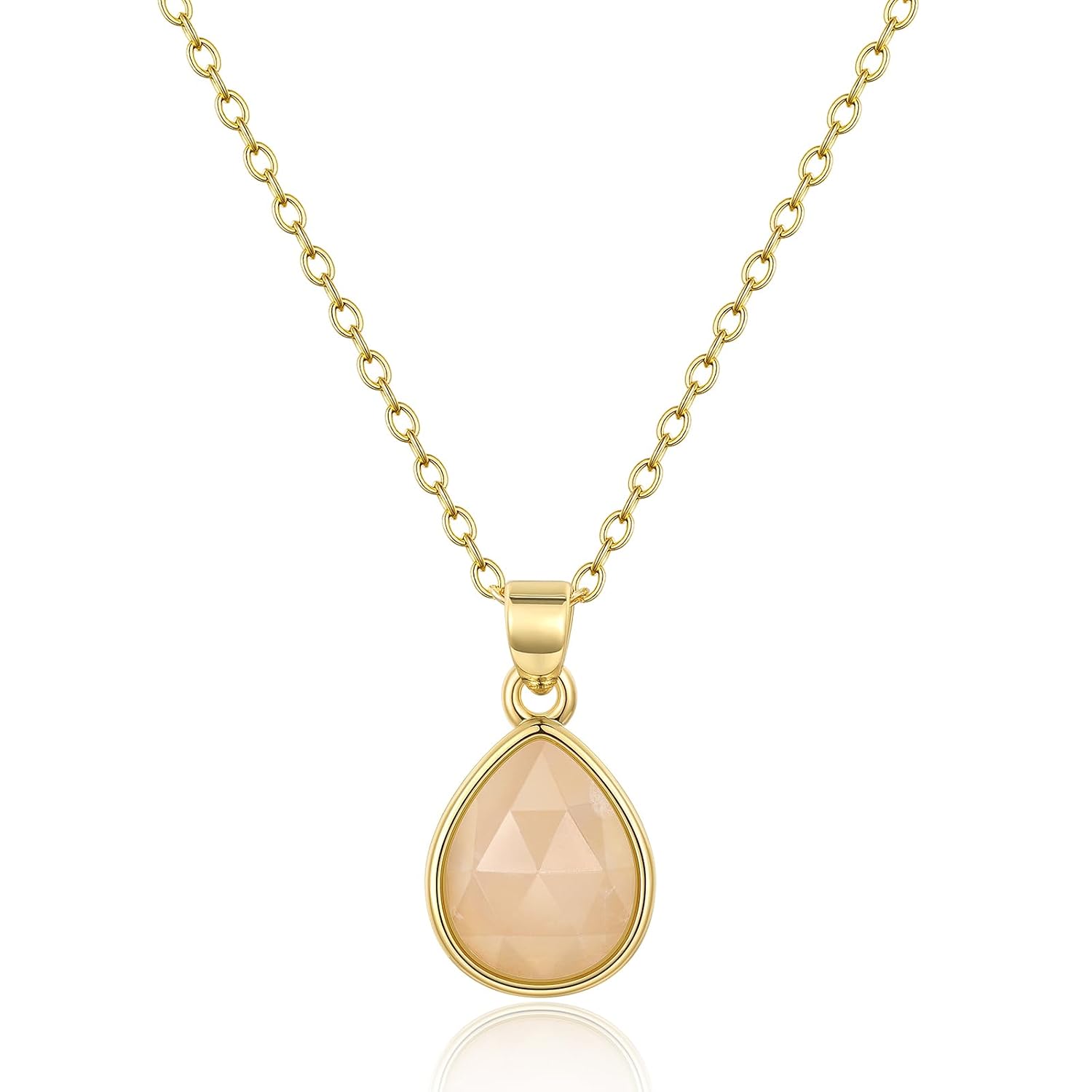 KissYan Gemstone Necklace for Women, 14K Gold Plated Crystal Teardrop Pendant Choker Natural Healing Stone Jewelry Gift - Image 9