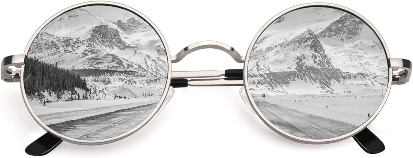 Retro Round Polarized Sunglasses Mens Womens Circle Metal Hippie Shades UV400 Protection E01