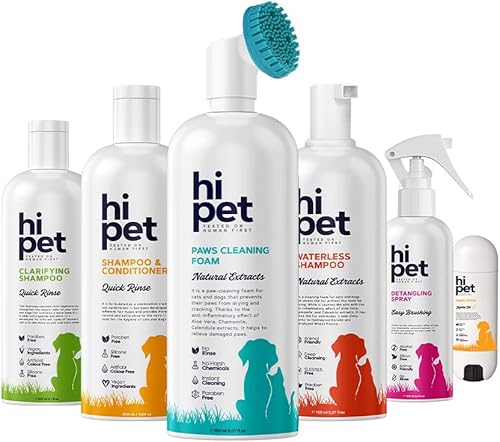 Hi Pet Grooming Set, juego de 6 piezas de cuidado para mascotas, piel brillante y hermoso kit de apariencia para perros y gatos