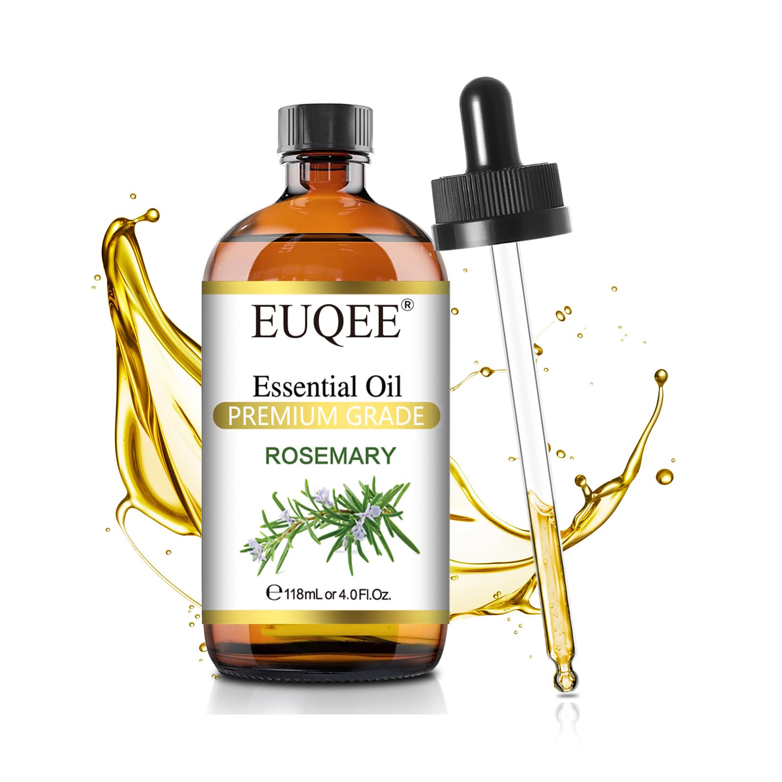 EUQEE Rosemary Essential Oil 118ML, Pure Rosemary Oil for Diffuser, Hair Care, Skin Care, Diffuser, Soap Candle Making - 4 Fl Oz