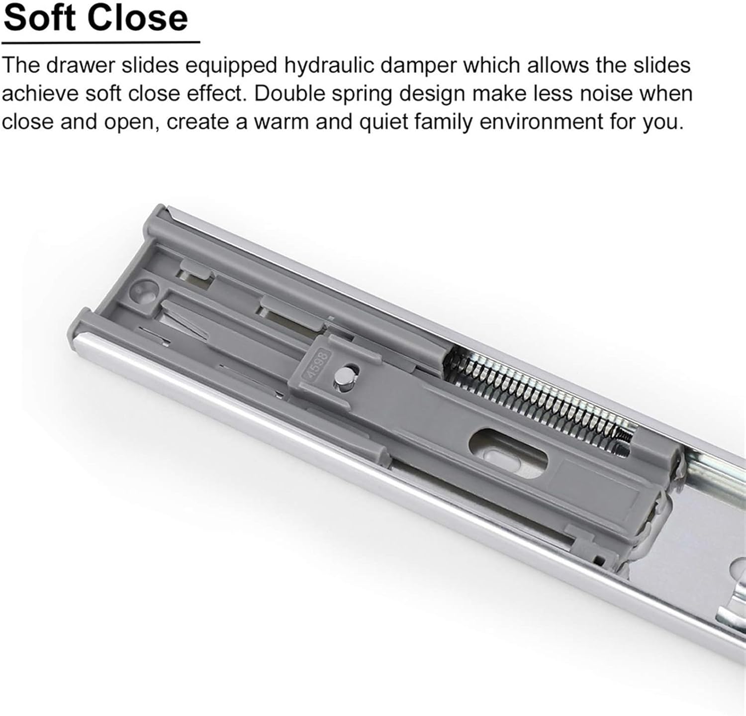 Heavy Duty Drawer Slides 2pcs Soft Close Drawer Slides Full Extension Self Closing Side Mount(14inch (35cm))