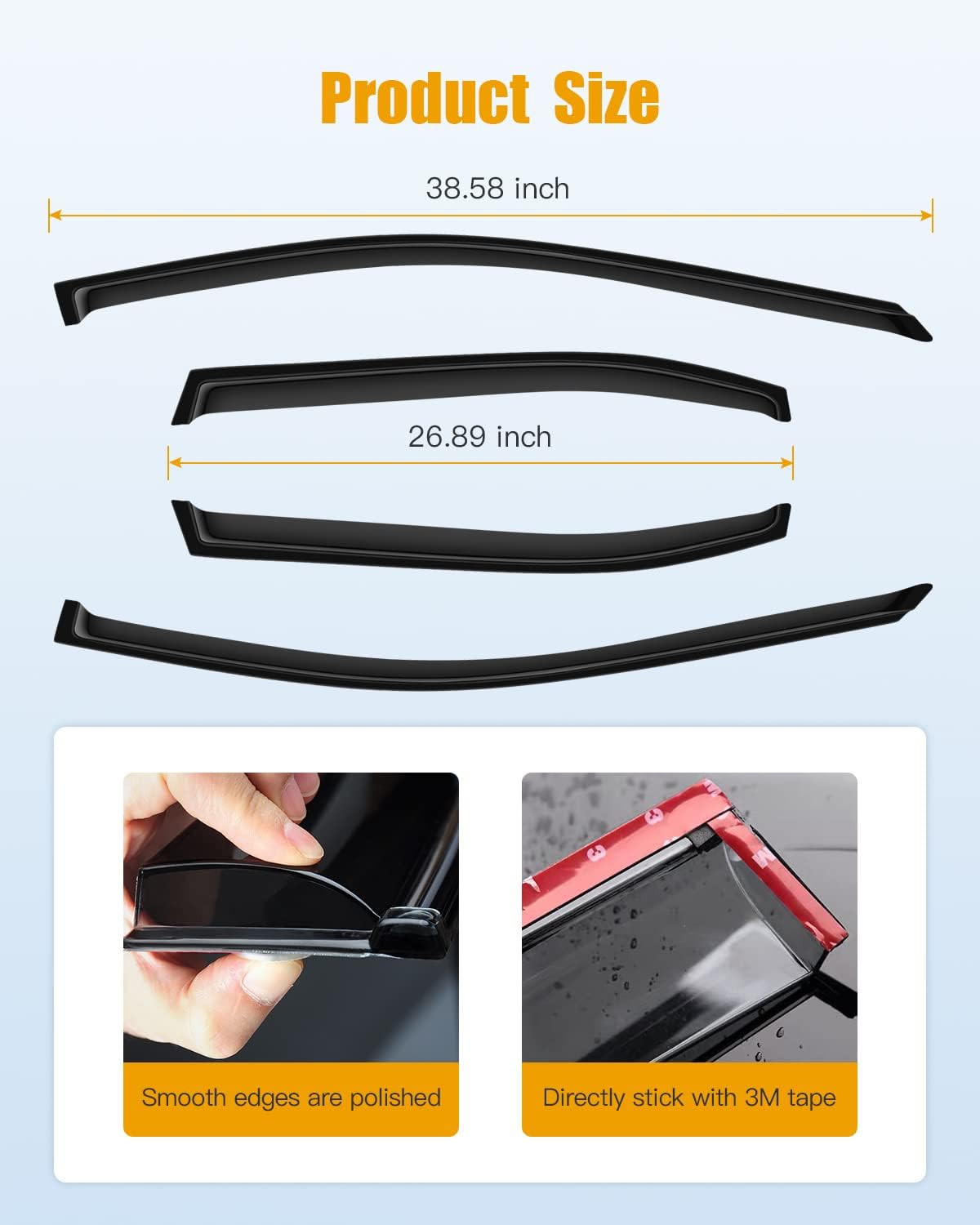 ROADFAR Fits for 2004-2008 for Acura TSX CL8 Euro-R Window JDM 3D Window Rain Guards Window Deflector Rain Guard 4Pc Set