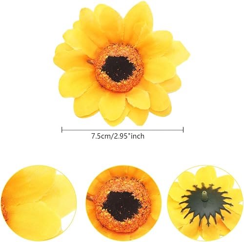 Miniatura 2 de FZBNSRKO 50 cabezas de girasol de seda artificial, cabezas de girasol artificiales, cabezas de girasol pequeñas, decoración de girasol de seda para
