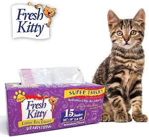 Fresh Kitty 15ct Super Thick Jumbo Drawstring Litter Box Liners