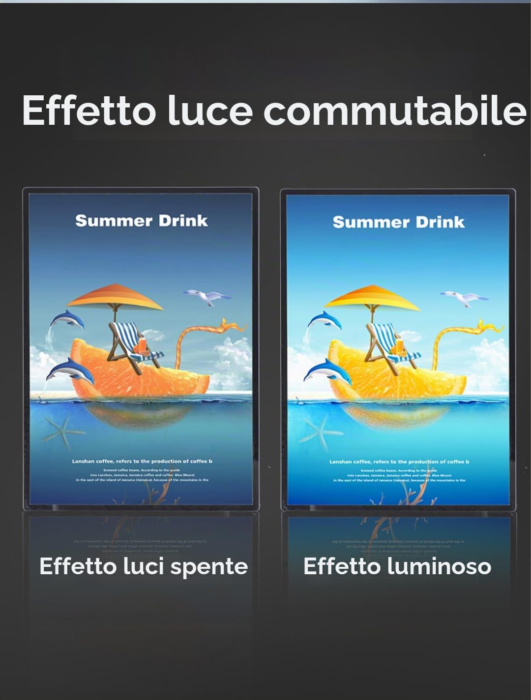 Scatola luminosa a LED formato A2 (420 x 594 mm), cornice pubblicitaria ultra sottile da parete con adattatore UK, cornice per poster in vetro temperato, lavagna retroilluminata per menù per