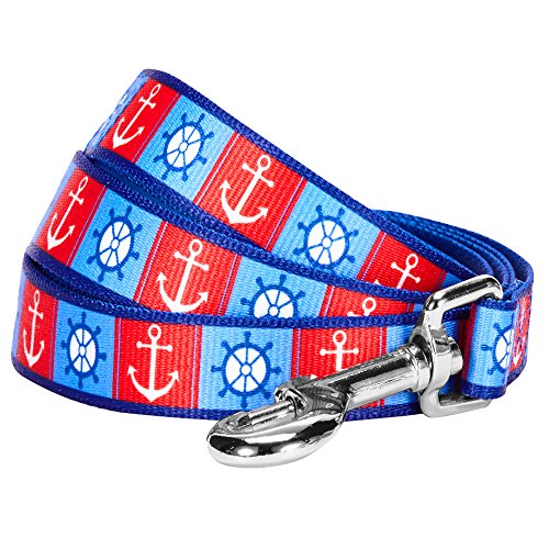 Blueberry Pet Essentials 2 Patterns Classy Bon Voyage Nautical Ocean Harbor Designer Dog Leash, 5 ft x 3/4", Medium, Durable Leashes for Dogs