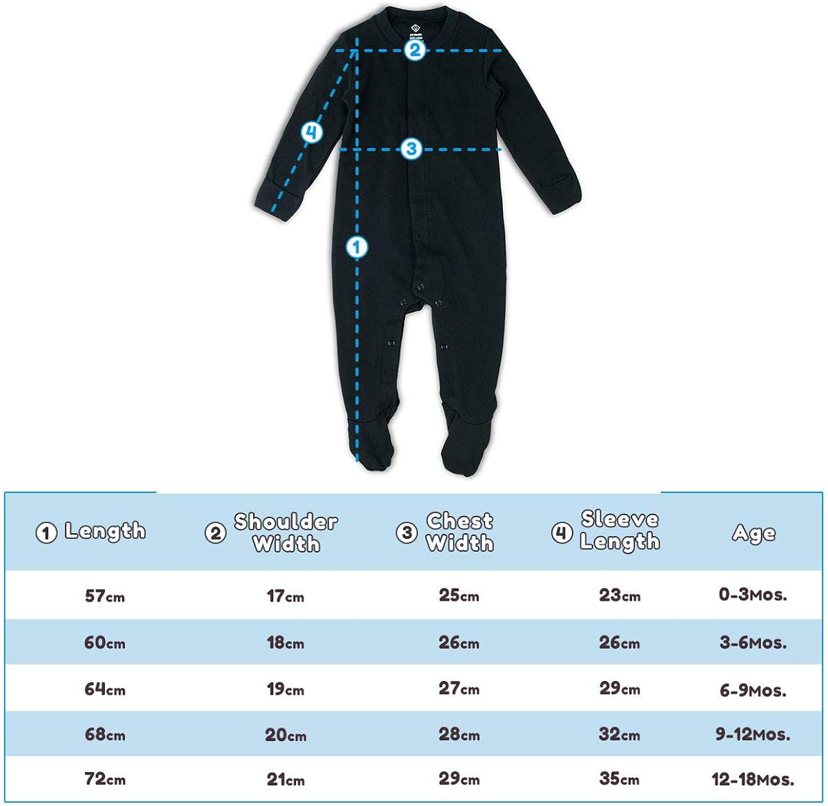OPAWO Solid Color Unisex Baby Footed Onsies Rompers with Mitten Cuffs 0-18 Months 100% Cotton: Clothing, Shoes & Jewelry