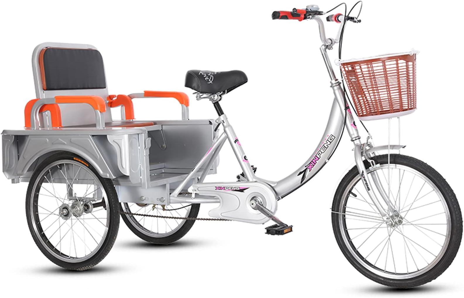 zcyg Adult Tricycle Cruiser Bike 16 Inch Adjustable Trike, Brake System Cruiser Bicycles Large Size Basket for Recreation Shopping Exercise(Color:Gray)