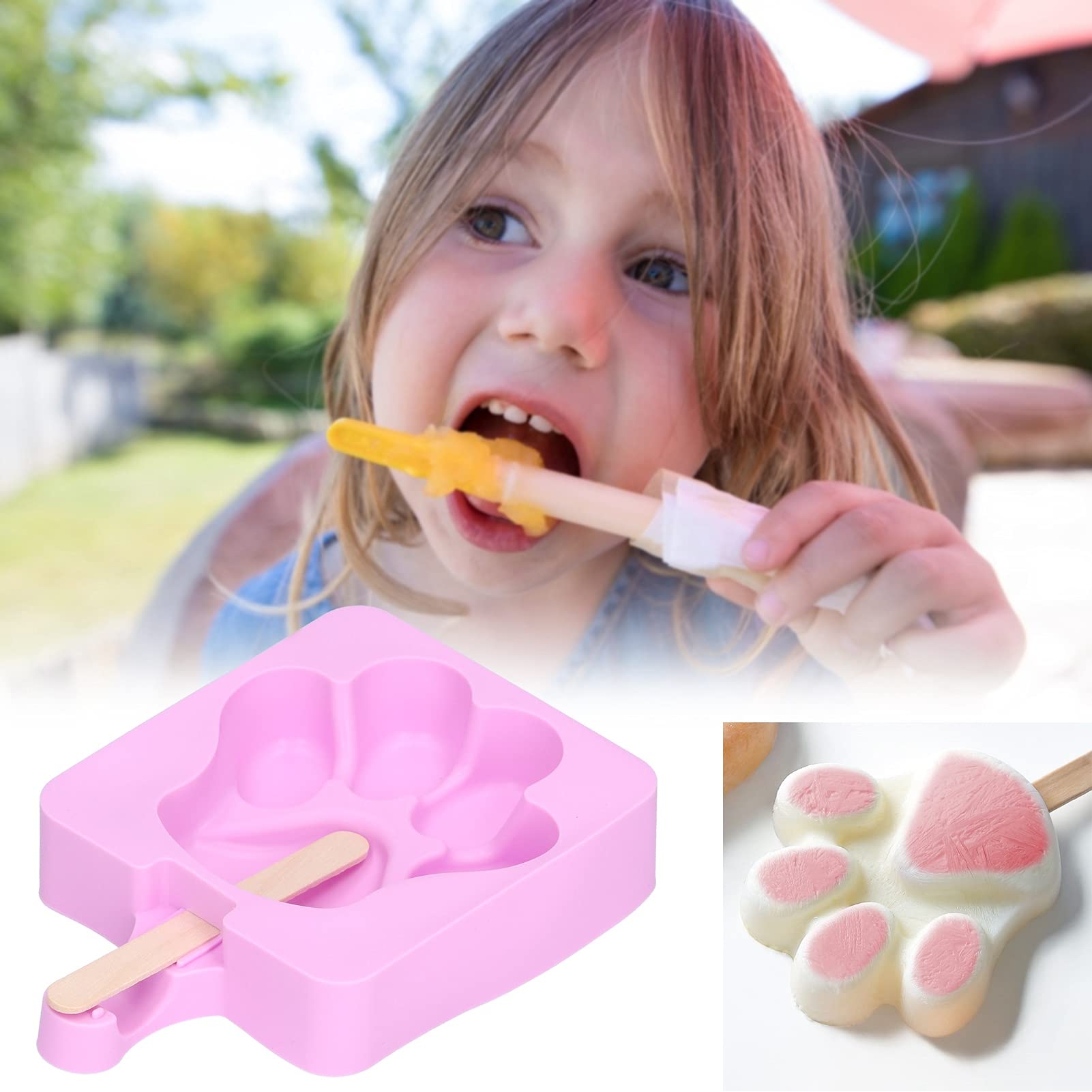 3 moldes de silicona for paletas con diseño garra gato. Moldes for helados for y pasteles