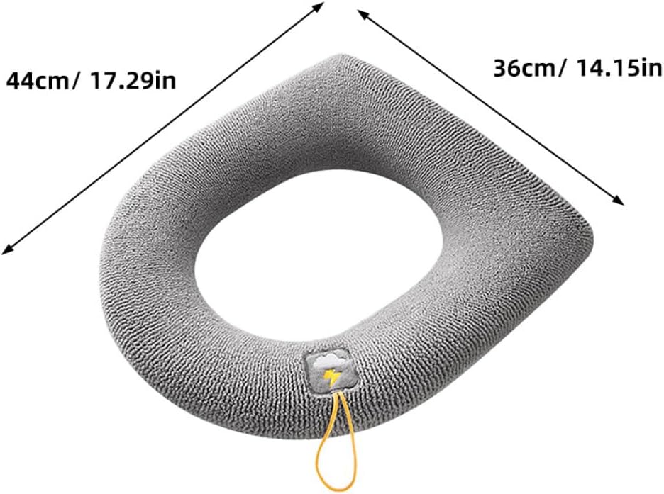 IMIKEYA Thickened Washable Toilet Seat Cover Pad Soft Knitted Cushion for Warm for Standard Toilets Easy Installation with Convenient Handle Deep