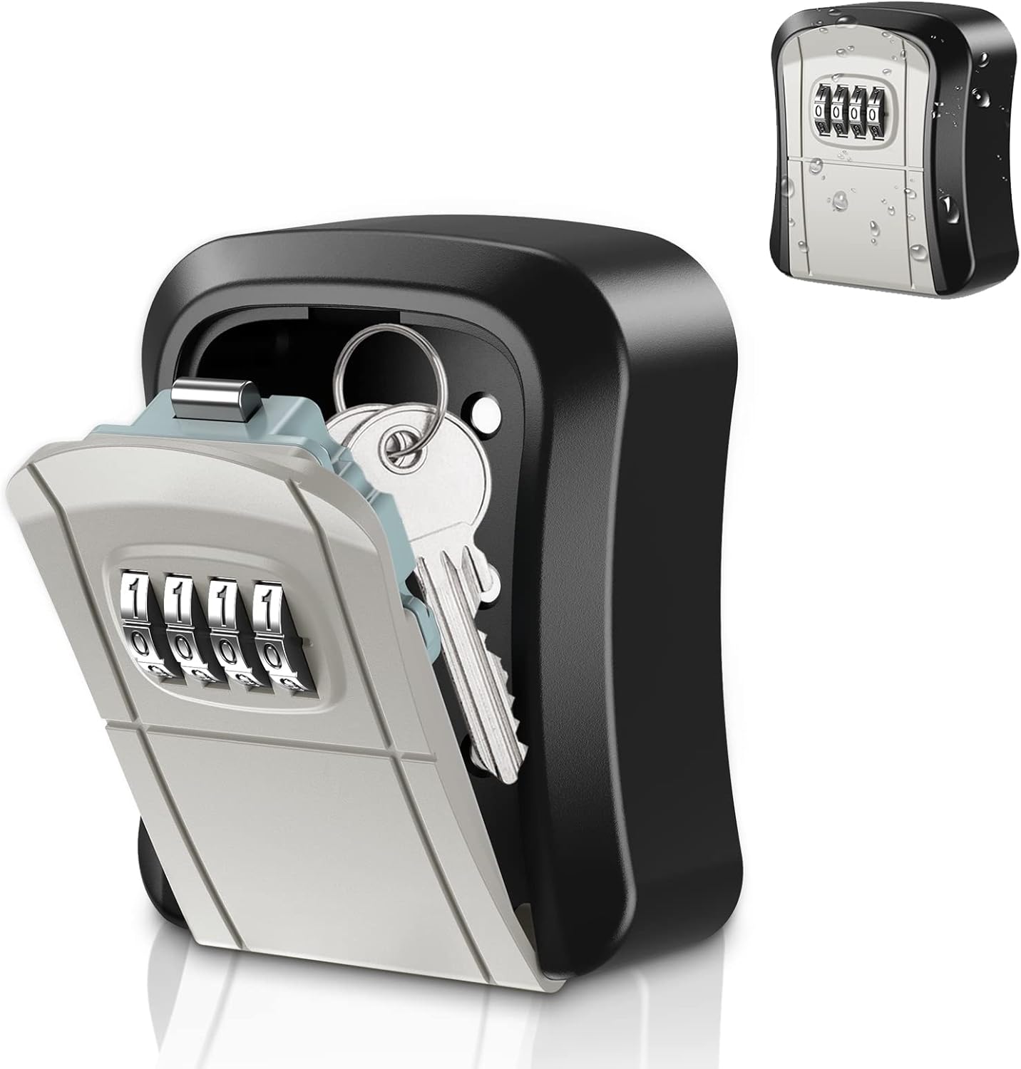 Key Lock Box Wall Mounted, 4Digit Combination Lockbox for Outside