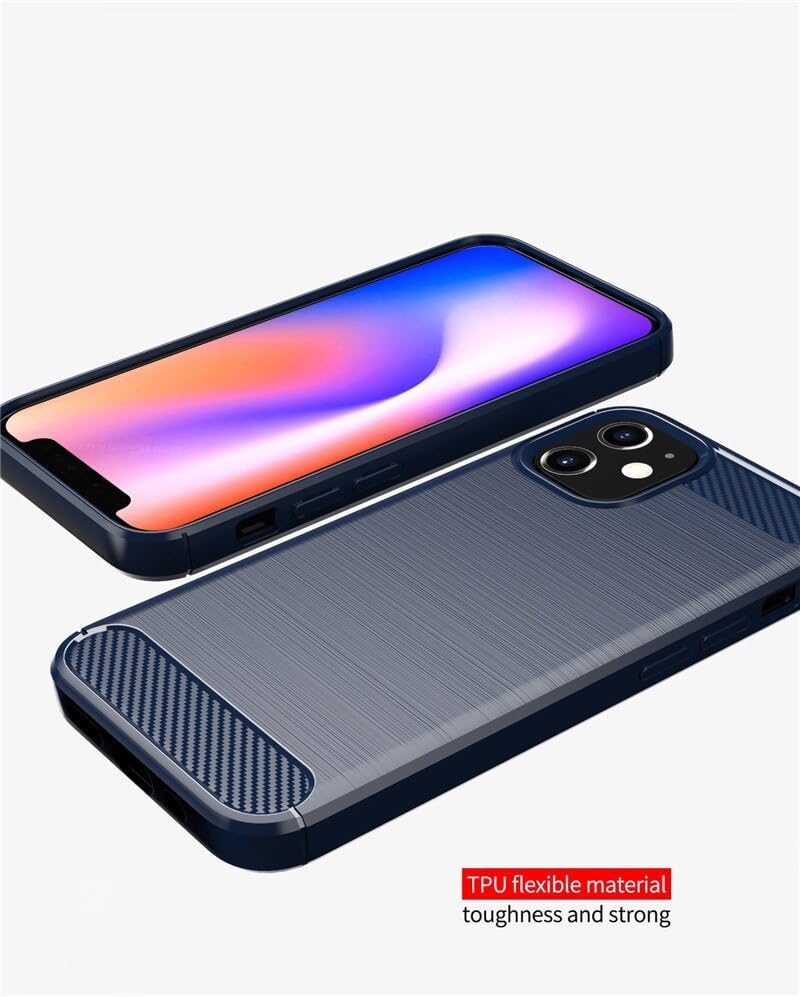 Coque iPhone 12 fibre de carbone noire en TPU souple brossé Line Basic - 5