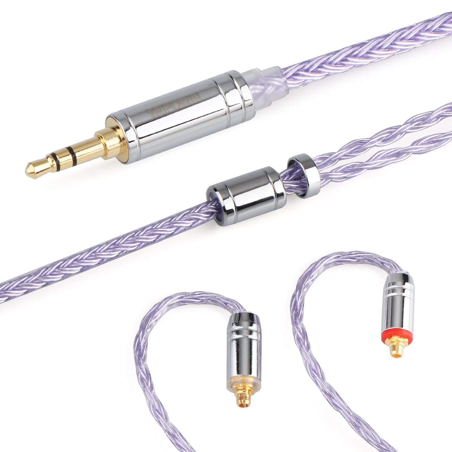 Linsoul Tripowin Zonie IEM Cable, 16 Core Silver Plated Earphone Upgraded Cords, 1.25m SPC in Ear Monitor Cable for 7HZ Timeless AE TINHIFI T2 PRO T3 T4(MMCX, 3.5mm)(Lavender)